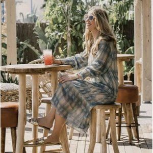 ZARA Blue Metallic Dress Size Small S New NWT Long Sleeve RARE HTF GORGEOUS